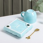 УЦЕНКА Чайная пара «Зефирка», чашка 250 мл, 11×8×7 см, блюдце 13 см, цвет голубой - Фото 3