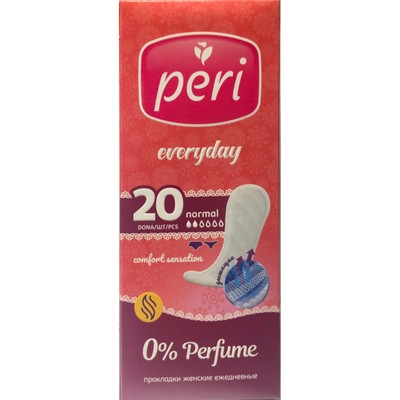 Прокладки женские ежедневные Peri, 0% Parfume, 20 шт