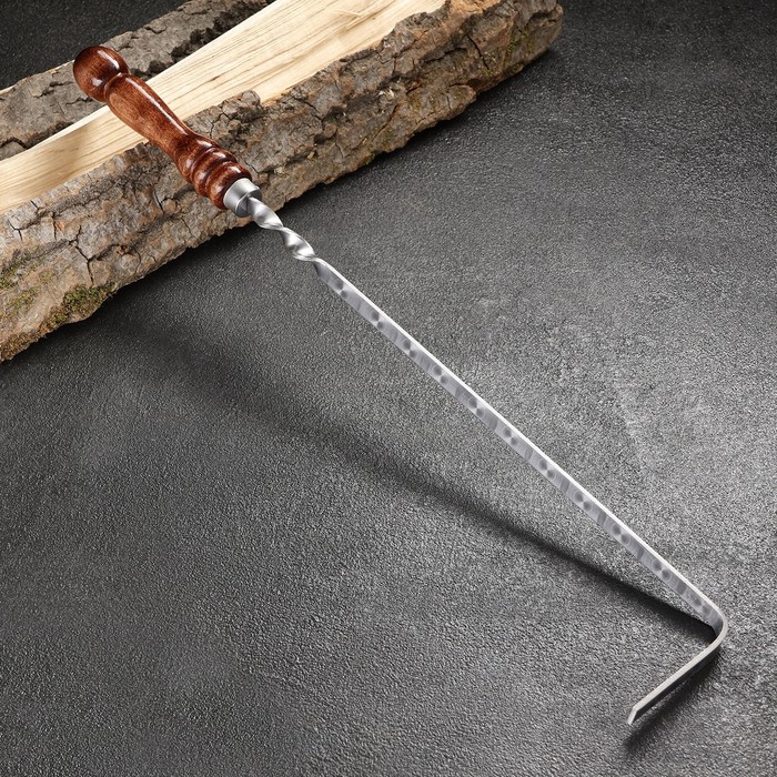 Кочерга узбекская с деревянной ручкой, с узором 30/1 см, полная длина 54 см, сталь 3 мм - Фото 1
