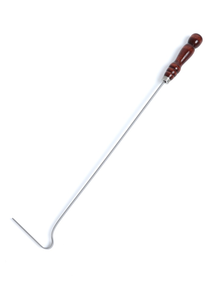 Кочерга узбекская 50/1 см, полная длина 65 см, сталь 3 мм, с узором, с деревянной ручкой - Фото 1