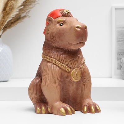 Копилка для денег «Капибара в кепке», гипс, коричневый, 22 см