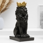 Копилка "Лев с короной" черный с золотой короной, 23см - фото 12247824