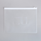 Папка-конверт на ZIP-молнии A5, 150 мкм, Calligrata, карман для визитки, прозрачная, белая молния - Фото 1