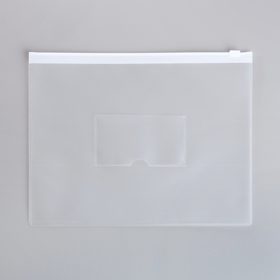 Папка-конверт на ZIP-молнии A5, 150 мкм, Calligrata, карман для визитки, прозрачная, белая молния