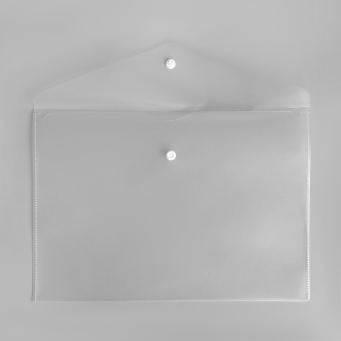 Папка-конверт на кнопке А4, 120 мкм, Calligrata, прозрачная, белая