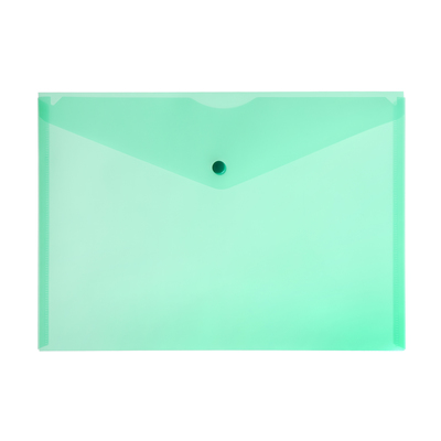 Папка-конверт на кнопке А4, 120 мкм, Calligrata, прозрачная, зелёная
