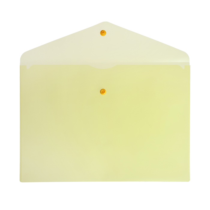 Папка-конверт на кнопке А4, 120 мкм, Calligrata, прозрачная, жёлтая
