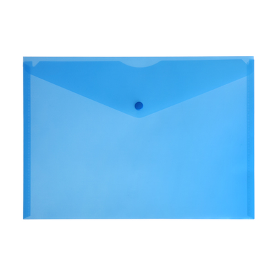 Папка-конверт на кнопке А4, 150 мкм, Calligrata, прозрачная, синяя