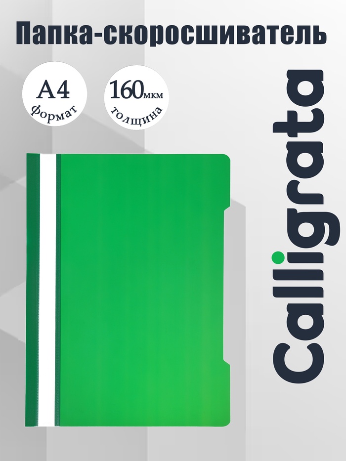 Папка - скоросшиватель Calligrata, А4, 160 мкм, зелёная, прозрачный верх - Фото 1