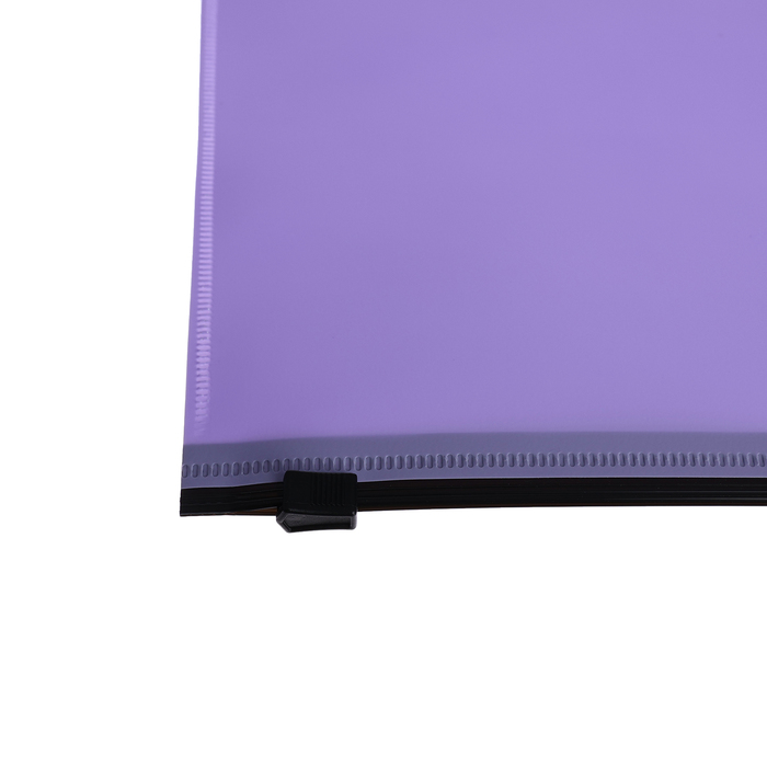 Папка-конверт на ZIP-молнии A4, 180 мкм, Calligrata Pastel, полупрозрачная, чёрная молния, фиолетовая