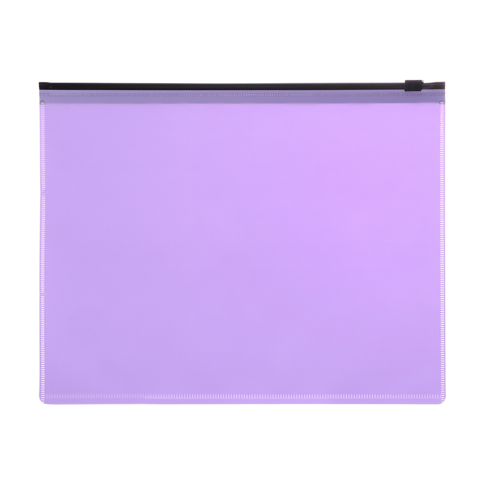 Папка-конверт на ZIP-молнии A5, 150 мкм, Calligrata Pastel, прозрачная, чёрная молния, фиолетовая - Фото 1