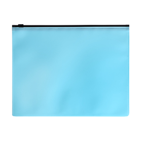 Папка-конверт на ZIP-молнии A5, 150 мкм, Calligrata Pastel, прозрачная, чёрная молния, голубая