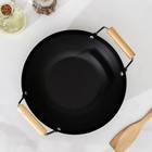УЦЕНКА Сковорода-WOK Доляна «Жаклин», d=24,5 см, деревянные ручки, цвет чёрный - Фото 2