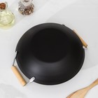 УЦЕНКА Сковорода-WOK Доляна «Жаклин», d=24,5 см, деревянные ручки, цвет чёрный - Фото 3