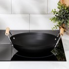 УЦЕНКА Сковорода-WOK Доляна «Жаклин», d=24,5 см, деревянные ручки, цвет чёрный - Фото 6