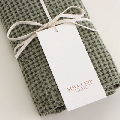 Полотенце вафельное SL HOME: Linen «Олива», 60×140 см, оливковое