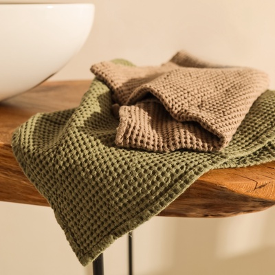 Полотенце вафельное SL HOME: Linen «Олива», 60×140 см, оливковое