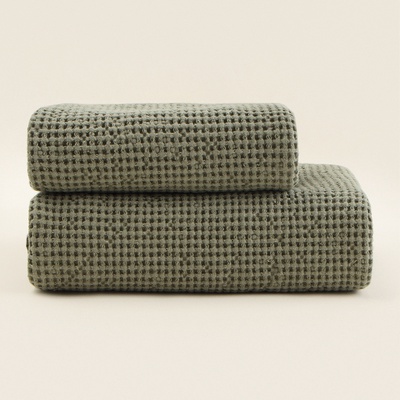 Полотенце вафельное SL HOME: Linen «Олива», 60×140 см, оливковое