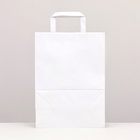 Пакет крафт без печати, белый, плоская ручка 22×12×25 см - Фото 2