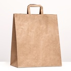 Пакет крафт без печати 32×18×32 см, плоская ручка - Фото 1