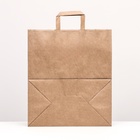 Пакет крафт без печати 32×18×32 см, плоская ручка - Фото 2