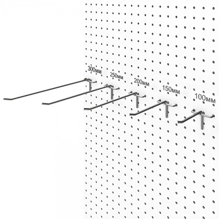 Крючок одинарный на перфорированную ДСП панель, шаг 25мм, d=4мм, L=150мм, цинк - фото 1886081229