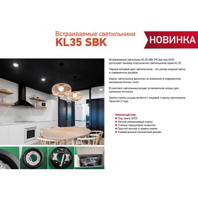 {{productViewItem.photos[photoViewList.activeNavIndex].Alt || productViewItem.photos[photoViewList.activeNavIndex].Description || 'Светильник встраиваемый Эра KL35, IP20, 15Вт, 106х38 мм, цвет черный матовый'}}