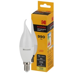Лампа светодиодная Kodak «Свеча на ветру», 11 Вт, E14, 990 Лм, 3000К, свечение тёплое белое