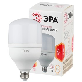Лампа светодиодная Эра Power power, 20 Вт, Е27, 1600 Лм, 2700К, свечение тёплое белое