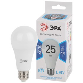 Лампа светодиодная Эра Standard «Груша», 25 Вт, Е27, 2000 Лм, 4000К, свечение белое