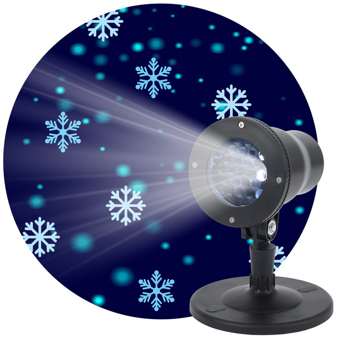 Проектор LED «Снежинки» мультирежим, холодный свет 220V, IP44 - Фото 1
