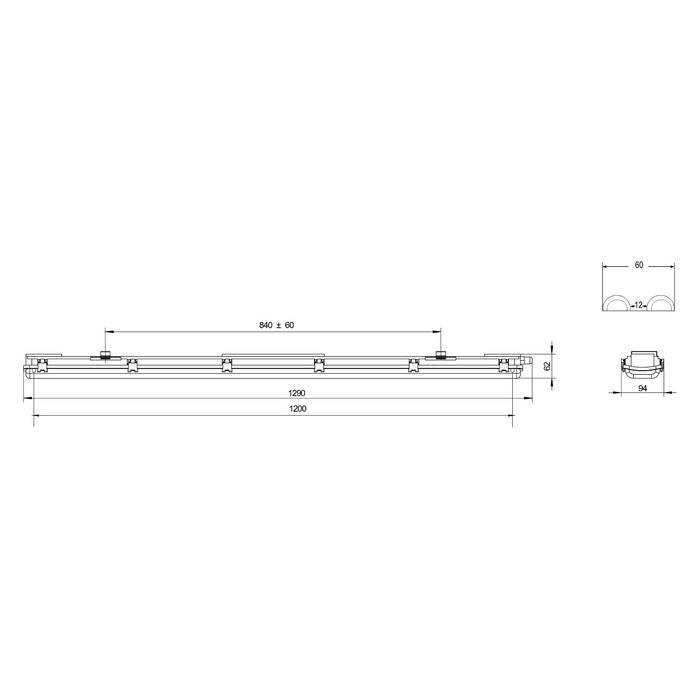 Светильник Эра SPP-101, 1290х104х62 мм, IP65, 80Вт, серый - фото 1909624606