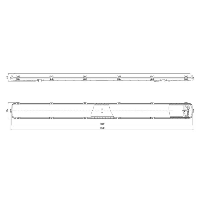Светильник Эра SPP-103, 1275х110х60 мм, IP65, 2х18Вт, серый - фото 1928613416