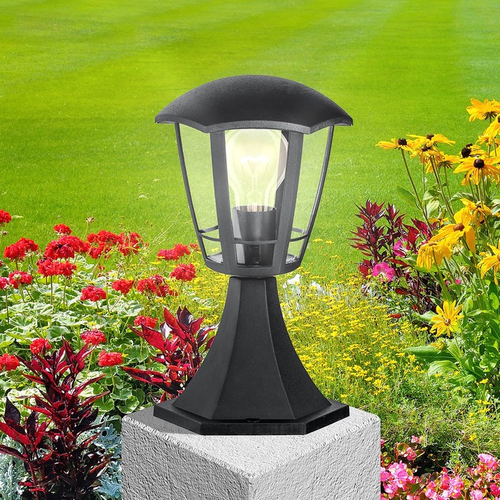 Светильник садовый Эра Е27, IP44, 40Вт, 177х169х290 мм, чёрный - фото 1909625418