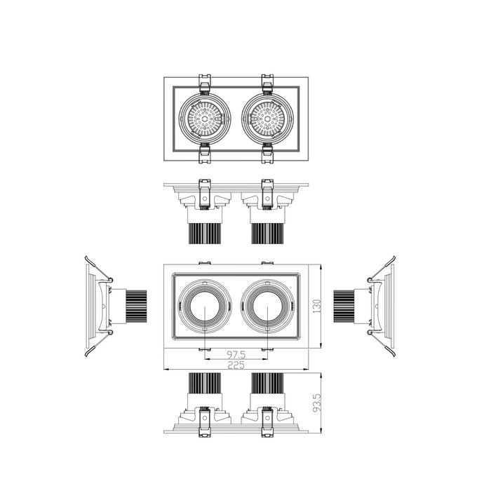 Светильник карданный встраиваемый Эра SKD-1, 225х130х100 мм, IP40, 18Вт, 2160Лм, 4000К - фото 1908157650