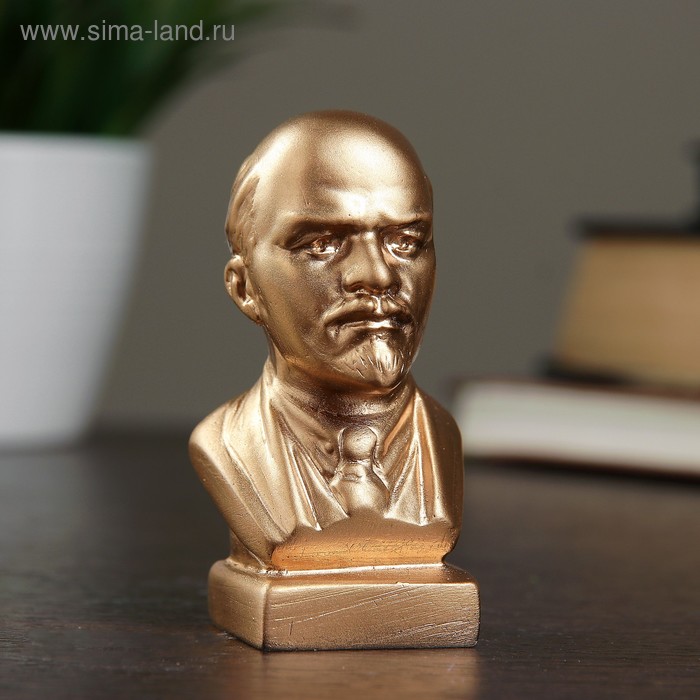 Бюст Ленин  бронза,золото 8см - Фото 1