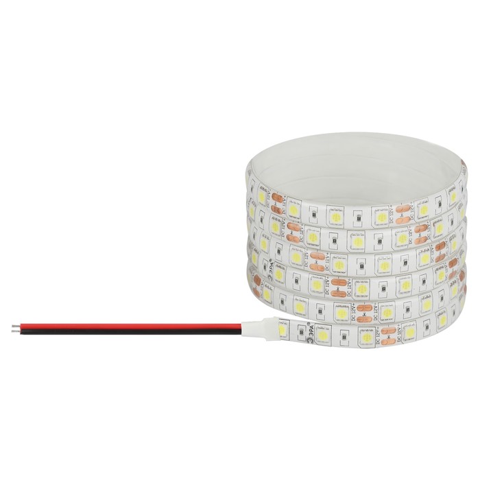 Светодиодная лента Эра, 5 м, IP65, SMD5050, 60 LED/м, 14,4 Вт/м, 12 В, свечение тёплое белое