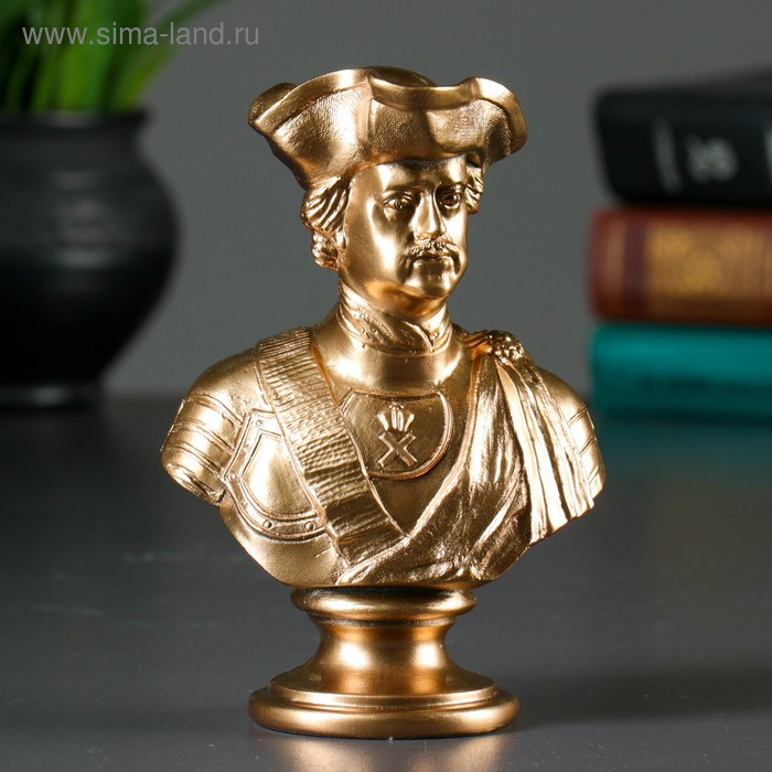 Бюст Пётр I в треуголке бронза,золото 14см - Фото 1