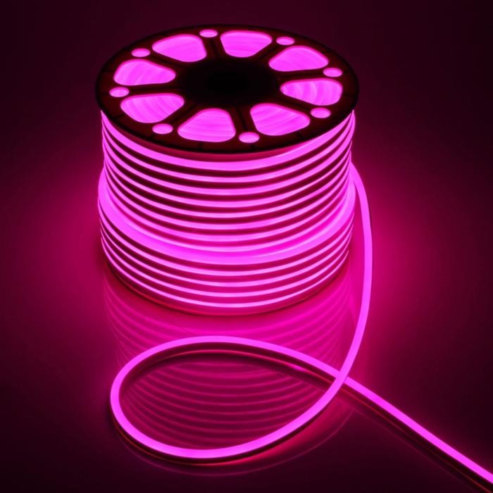 Неоновая светодиодная лента Эра, 20 м, IP67, SMD2835, 120 LED/м, 7 Вт/м, 220 В, свечение розовое - фото 1906710359
