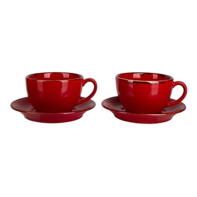 Набор чайных пар Porland «Сизонс», 340 мл, 4 предмета, цвет красный