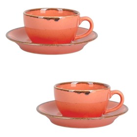 Набор чайных пар Porland «Сизонс», 340 мл, 4 предмета, цвет оранжевый