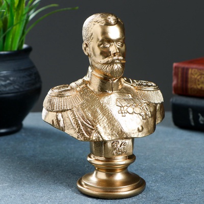 Бюст «Николай II», фигурка гипс под бронзу, 6×14×6 см