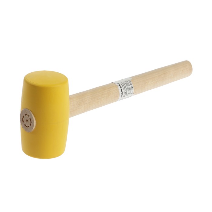 Киянка ЛОМ, деревянная рукоятка, желтая резина, 50 мм, 300 г
