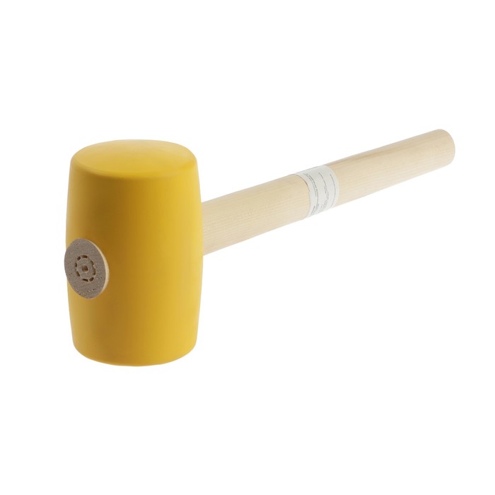 Киянка ЛОМ, деревянная рукоятка, желтая резина, 75 мм, 900 г