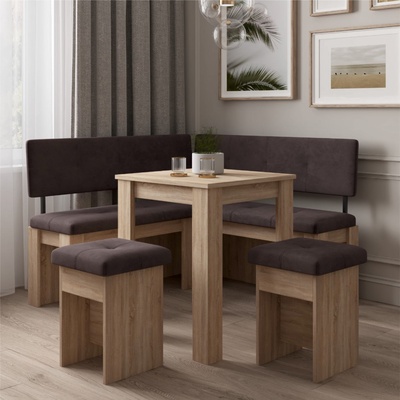 Кухонный уголок, без стола, без табуретов, 1250×1250×850 мм, цвет дуб сонома/bora 01