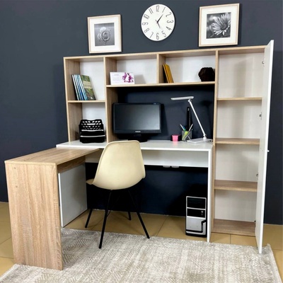Уголок школьника угловой, 1730х1105х1520, дуб сонома/белый