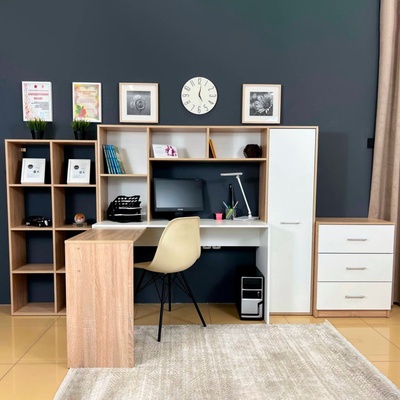 Уголок школьника угловой, 1730х1105х1520, дуб сонома/белый