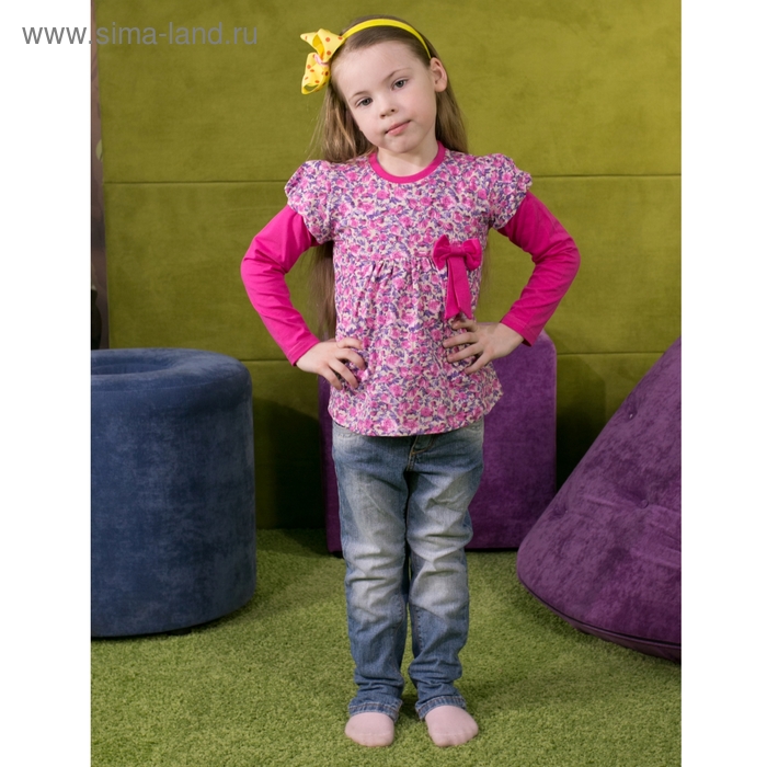 Джемпер для девочки, рост 110 см (59), цветочный принт, цвет розовый - Фото 1