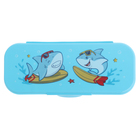 Пенал-футляр 215х90х43 СТАММ "Акулы", пластиковый, голубой