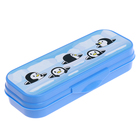 Пенал-футляр 215х90х43 СТАММ "Пингвины", пластиковый, светло-синий - Фото 3